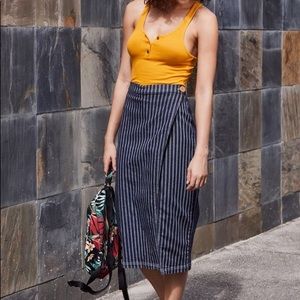 BDG Pinstripe Denim Midi Skirt